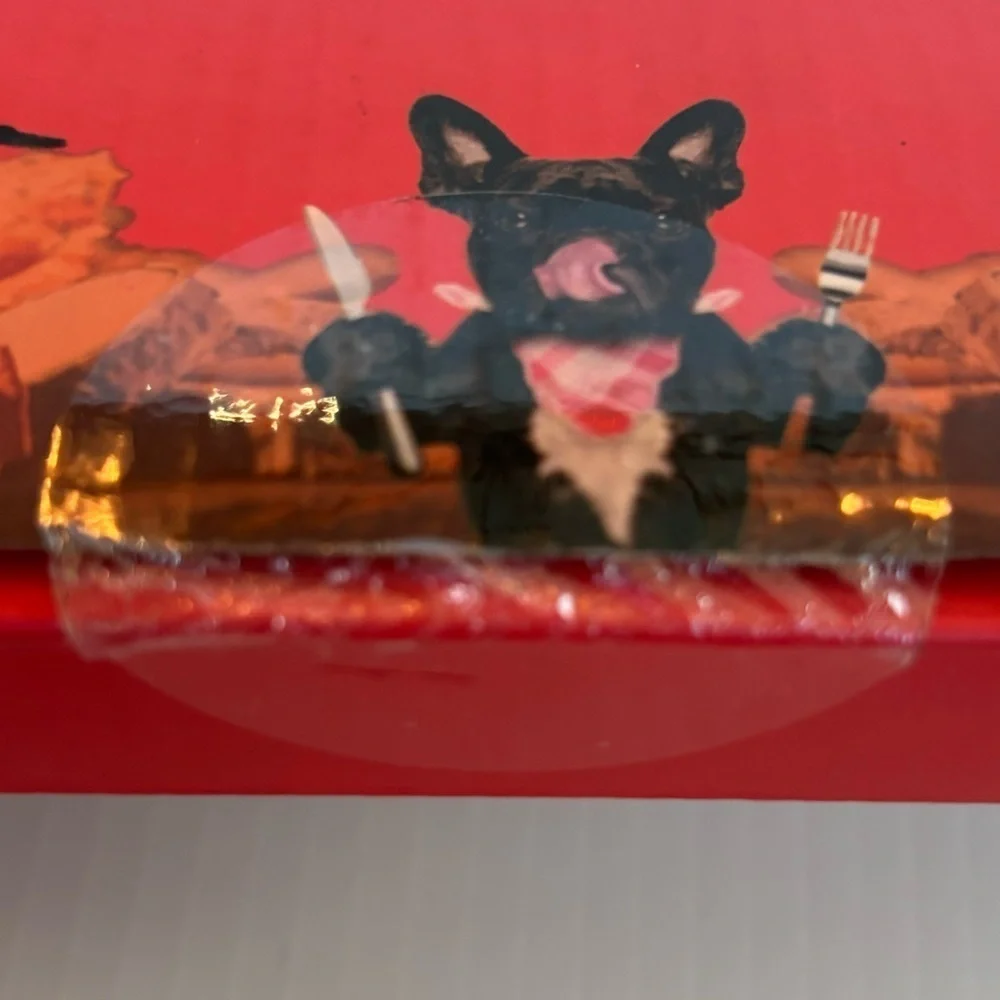 Frenchie French Bulldog Charcuterie Cheese Serving Board Bamboo 11.5”x11.8” NEW